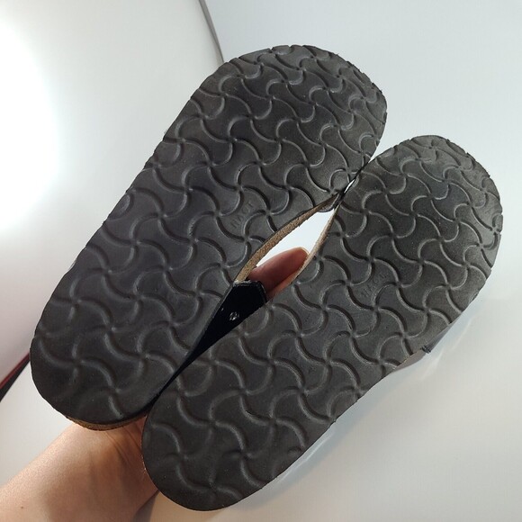 Naot Slide Sandals Women US 11 EU 42 Double Strap Open Toe Black Leather Cork - Picture 5 of 8